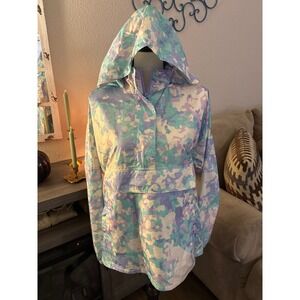 Lauren James women's medium‎ rain coat pullover light weight blue purple camo